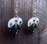ZZ Top Group Picture Guitar Pick Earrings with Golden Shadow Swarovski Crystals