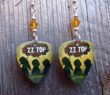 ZZ Top La Futura Guitar Pick Earrings with Topaz Swarovski Crystals