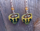 ZZ Top La Futura Guitar Pick Earrings with Topaz Swarovski Crystals