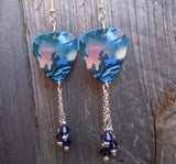 ZZ Top Recycler Guitar Pick Earrings with Dark Indigo Swarovski Crystal Dangles