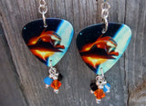 ZZ Top Afterburner Guitar Pick Earrings with Swarovski Crystal Dangles