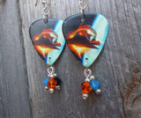 ZZ Top Afterburner Guitar Pick Earrings with Swarovski Crystal Dangles