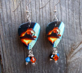 ZZ Top Afterburner Guitar Pick Earrings with Swarovski Crystal Dangles