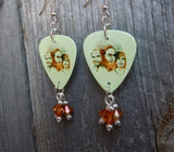 ZZ Top First Album Guitar Pick Earrings with Copper Swarovski Crystal Dangles