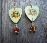 ZZ Top First Album Guitar Pick Earrings with Copper Swarovski Crystal Dangles