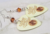 ZZ Top First Album Guitar Pick Earrings with Copper Swarovski Crystals