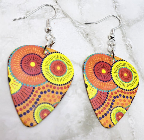 Australian Aboriginal Style Art Guitar Pick Earrings