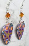 CLEARANCE Australian Aboriginal Style Art Starfish Guitar Pick Earrings with Orange Swarovski Crystals