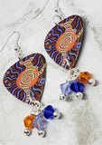 Australian Aboriginal Style Art Kangaroo Guitar Pick Earrings with Swarovski Crystal Dangles