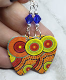 CLEARANCE Australian Aboriginal Style Art Guitar Pick Earrings with Blue Swarovski Crystals