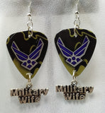 CLEARANCE Air Force Insignia Military Wife Guitar Pick Earrings