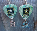 Army Camo I Love My Soldier Guitar Pick Earrings