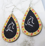 CLEARANCE Aboriginal Style Art Hand Painted Kangaroo FAUX Leather Teardrop Shaped Earrings