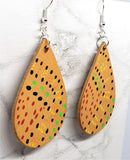 CLEARANCE Aboriginal Style Dot Art Hand Painted Vegetable Tanned Real Tan Leather Teardrop Shaped Earrings