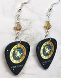 Horoscope Astrological Sign Capricorn Guitar Pick Earrings with Metallic Sunshine Swarovski Crystals