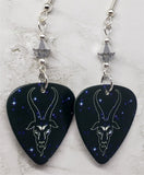 Horoscope Astrological Sign Capricorn Guitar Pick Earrings with Metallic Silver Swarovski Crystals