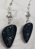 Horoscope Astrological Sign Capricorn Guitar Pick Earrings with Metallic Silver Swarovski Crystals