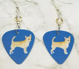 Chihuahua Guitar Pick Earrings with Champagne Colored Swarovski Crystals