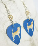 Chihuahua Guitar Pick Earrings with Champagne Colored Swarovski Crystals