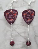 Be Merry Guitar Pick Earrings with Dark Red Pave Bead Dangles