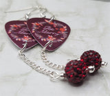 Be Merry Guitar Pick Earrings with Dark Red Pave Bead Dangles