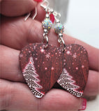 Christmas Tree and Snowflakes Red Guitar Pick with White AB Pave Beads