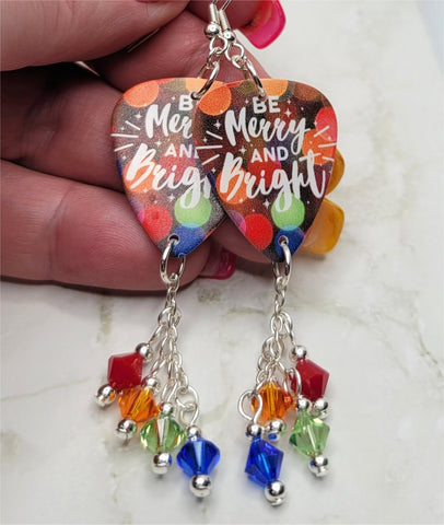 Be Merry and Bright Guitar Pick Earrings with Swarovski Crystal Dangles