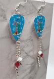 Christmas Gumby With A Candy Cane Guitar Pick Earrings with Candy Cane Charm and Swarovski Crystal Dangles