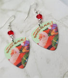 Here Comes Santa Claus Guitar Pick Earrings with Red Swarovski Crystals