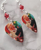 Santa Claus and a Black Lab Guitar Pick Earrings with Red Swarovski Crystals