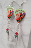 Here Comes Santa Claus Guitar Pick Earrings with Believe Charms and Swarovski Crystal Dangles