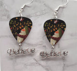 Whimsical Santa Claus Guitar Pick Earrings with Believe Charm Dangles