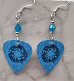 Wintery Wreath Guitar Pick Earrings with Caribbean Blue Opal Swarovski Crystals