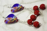 Santa Claus Guitar Pick Earrings with Red Pave Bead Dangles