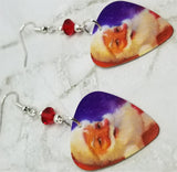 Santa Claus Guitar Pick Earrings with Red Swarovski Crystals