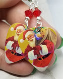 Santa Claus and His Pack Guitar Pick Earrings with Red Swarovski Crystals