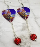Santa Claus Guitar Pick Earrings with a Red Pave Bead Dangle