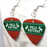 Feliz Navidad Reindeer Guitar Pick Earrings