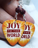 Joy To The World Guitar Pick with Deep Red Pave Beads