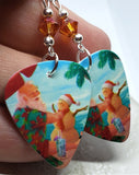 Santa Claus on the Beach Guitar Pick Earrings with Astral Pink Swarovski Crystals