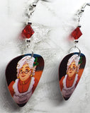 Mrs. Claus Guitar Pick Earrings with Red Swarovski Crystals