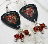 Krampus Who's Naughty Guitar Pick Earrings with Indian Red Swarovski Crystal Dangles