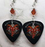 Krampus Who's Naughty Guitar Pick Earrings with Indian Red Swarovski Crystals