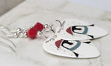 Merry Christmas Penguin Guitar Pick Earrings with Red Swarovski Crystals