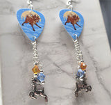 Baby Reindeer Guitar Pick Earrings with Reindeer Charms and Swarovski Crystal Dangles