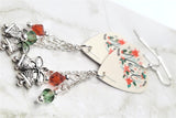 Noel Guitar Pick Earrings with Silver Bell Charms and Swarovski Crystal Dangles