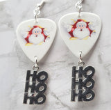 Santa Claus Guitar Pick Earrings with HoHoHo Charms