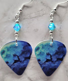 Flying Reindeer Guitar Pick Earrings with Transparent Turquoise ABx2 Swarovski Crystals