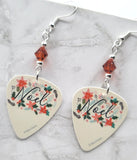 Noel Guitar Pick Earrings with Indian Red Swarovski Crystals