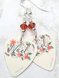 Noel Guitar Pick Earrings with Indian Red Swarovski Crystals